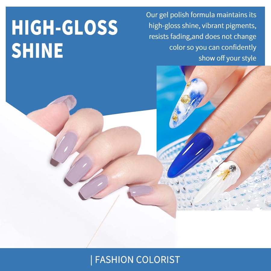 JR juego de esmalte de uñas de gel color azul colección 9pcs