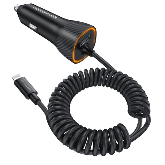 UNBREAKcable - Cargador de coche para iPhone de 32 W, carga