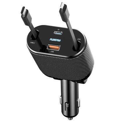 PLDHPRO Cargador de coche retráctil 4 en 1 62 W adaptador de