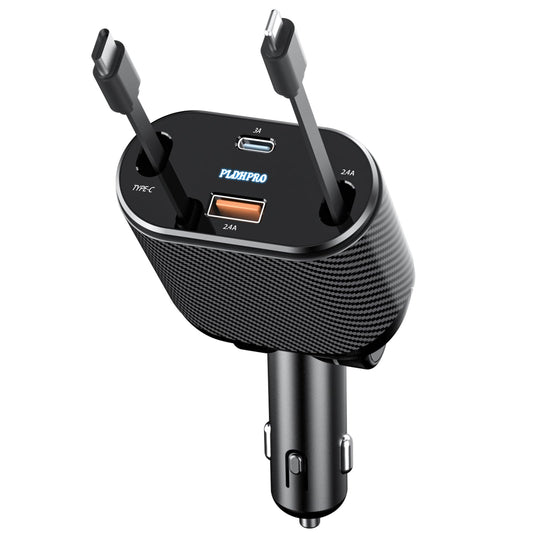 PLDHPRO Cargador de coche retráctil 4 en 1 62 W adaptador de