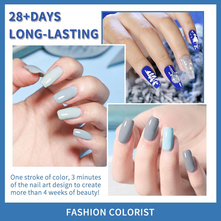 JR juego de esmalte de uñas de gel color azul colección 9pcs