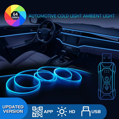 Luces de neón para interiores de coche, tira de luces LED co