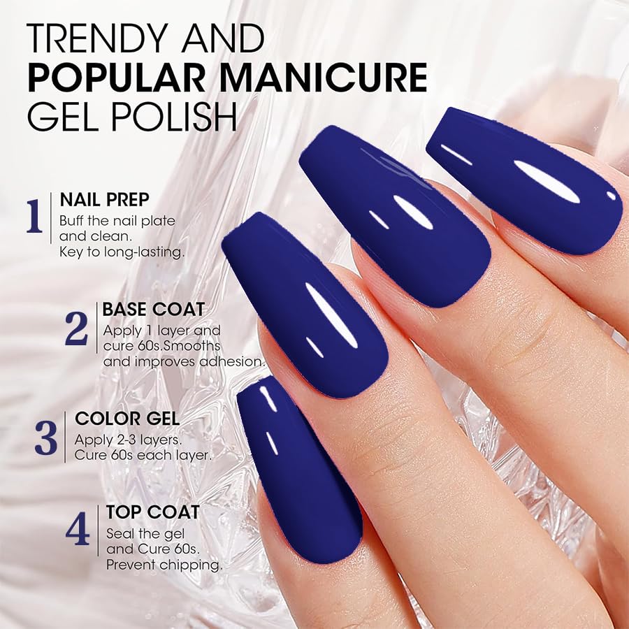 JR juego de esmalte de uñas de gel color azul colección 9pcs