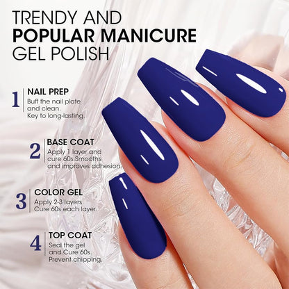 JR juego de esmalte de uñas de gel color azul colección 9pcs