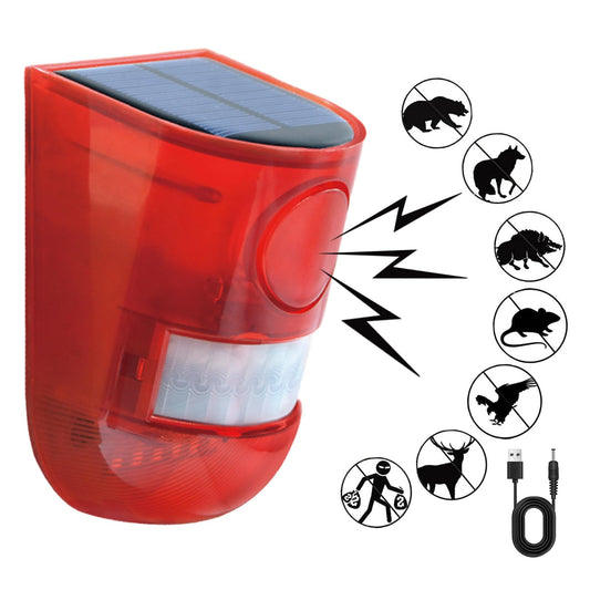 ChunHee Alarma solar de sonido y luz para exteriores, sensor