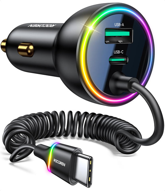 Rocoren 70W Car Charger for iPhone 16/15 Pro Max, USB C Car