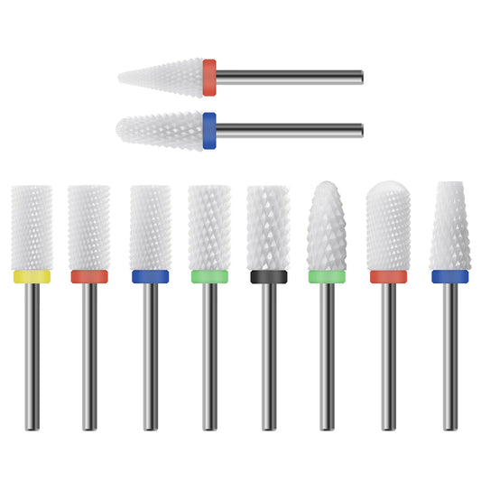 Broca de cerámica para uñas, 10 brocas de uñas 3/32 para uña