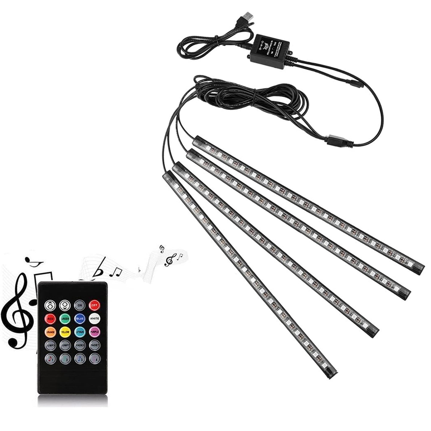 Tira de luz LED para automóvil, 4 unidades, multicolor, para