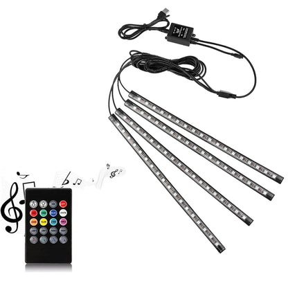 Tira de luz LED para automóvil, 4 unidades, multicolor, para