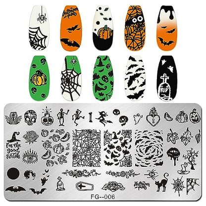 JERCLITY Kit de estampador de uñas de Halloween de 6 piezas,
