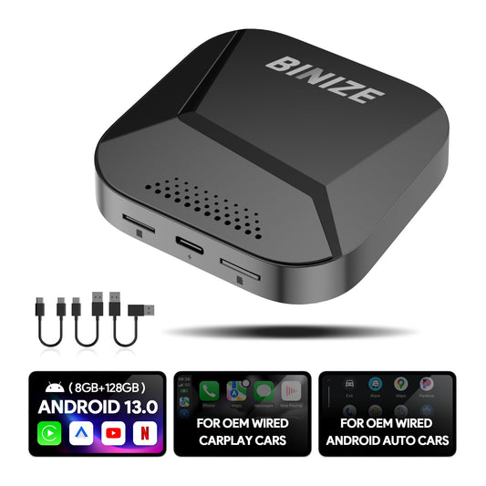 Binize Android 13 Carplay Ai Box Streaming 3.0 Wireless CarP
