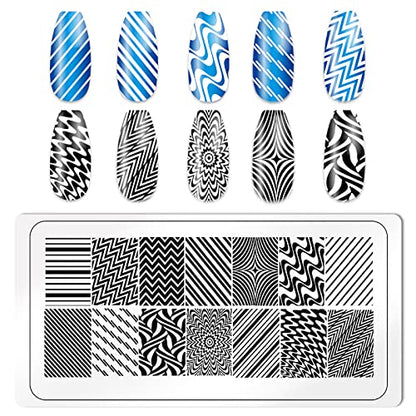 KAAGEE Juego de 5 placas de estampado de arte de uñas geomét