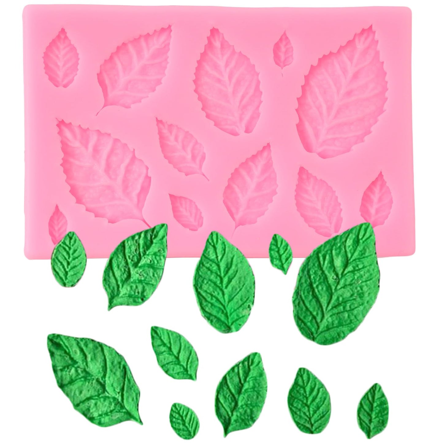 Molde de silicona de hojas de flor de rosa para decoración d