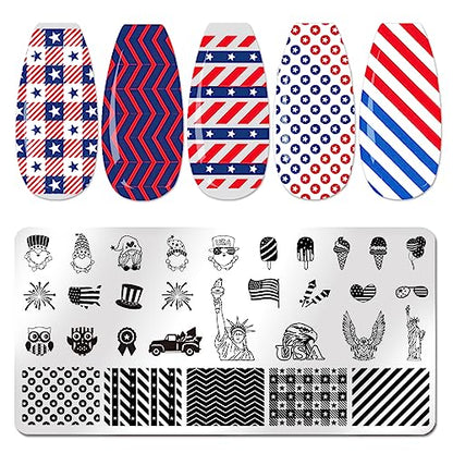 JERCLITY Juego de 6 placas de estampado de uñas para el 4 de
