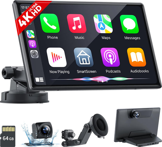 Pantalla Carplay portátil inalámbrica con cámara de tablero