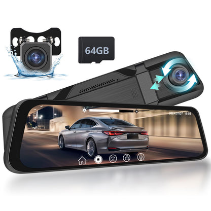 Cámara de espejo retrovisor de 9.66 pulgadas, pantalla tácti