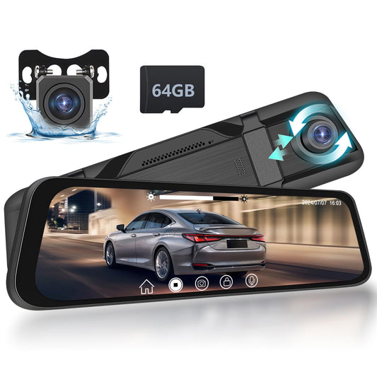 Cámara de espejo retrovisor de 9.66 pulgadas, pantalla tácti