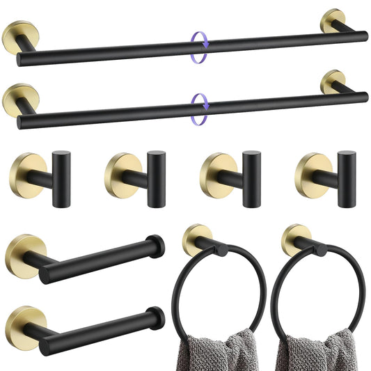 YACVCL Toallero de baño de 10 piezas, 27.5 pulgadas, negro y