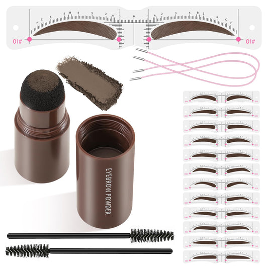 Kit de plantillas para cejas, impermeable, 1 paso, polvo de