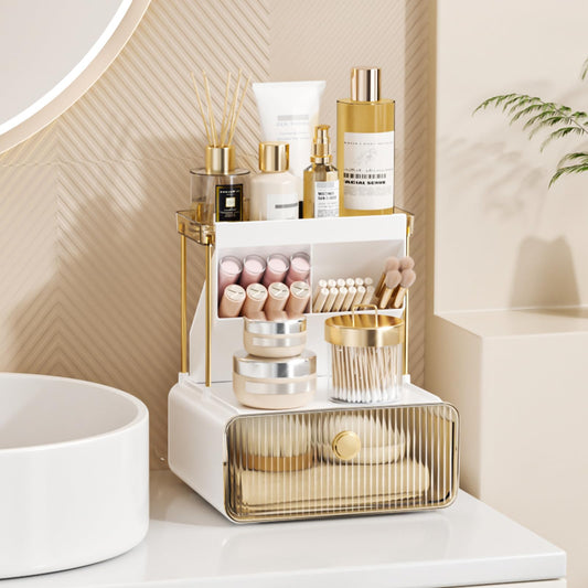 Organizador de maquillaje de 2 niveles para encimera, organi