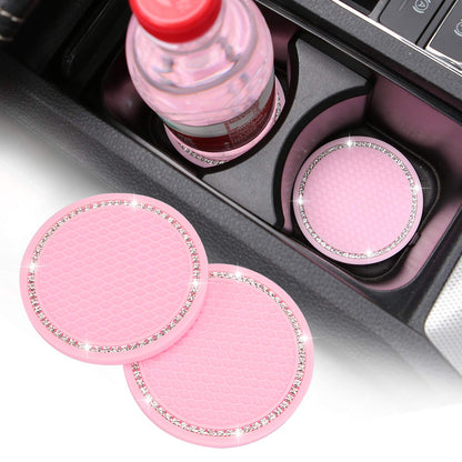 Juego de 2 posavasos de cristal brillante de 2.75 pulgadas p