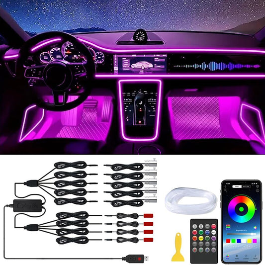 Tira de luces LED para el interior del automóvil, luz LED RG