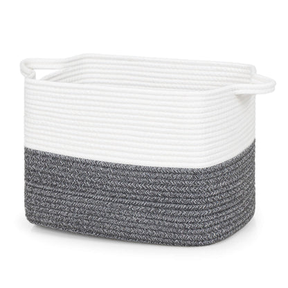 ZLG Cesta tejida de cuerda de algodón con asa, 13.5 x 11 x 9.5 pulgada