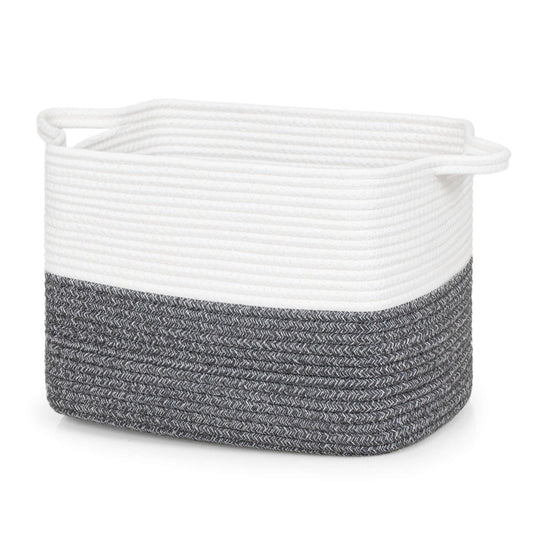 ZLG Cesta tejida de cuerda de algodón con asa, 13.5 x 11 x 9.5 pulgada