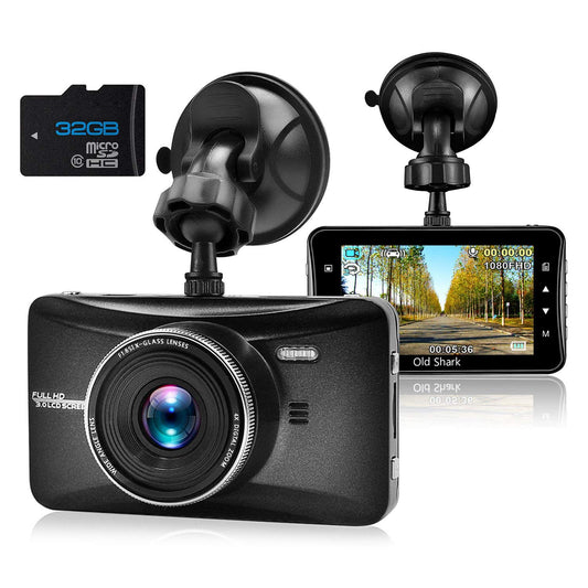 Dash Cam con la tarjeta de 32GB, 3" 1080p HD grabador gran a