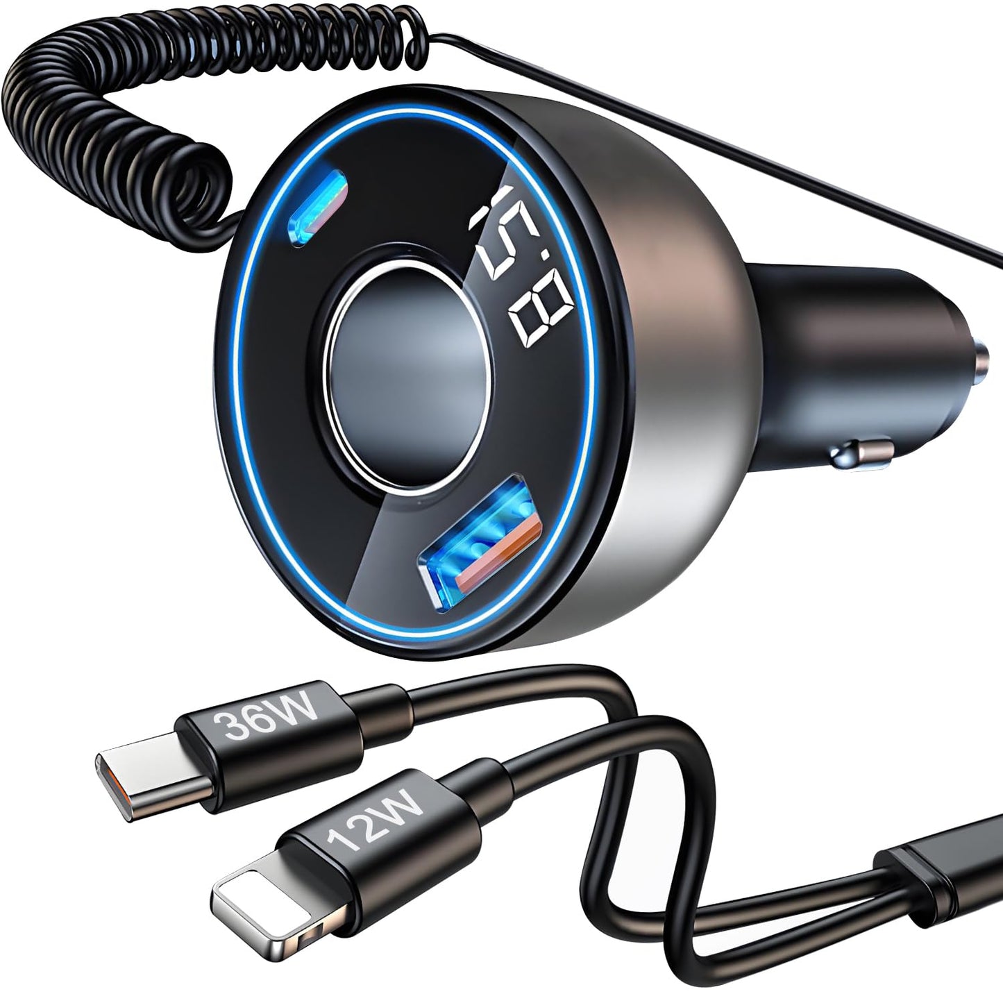 5 in 1 USB C Car Charger Adapter, 190W Multi USB Cigarette L