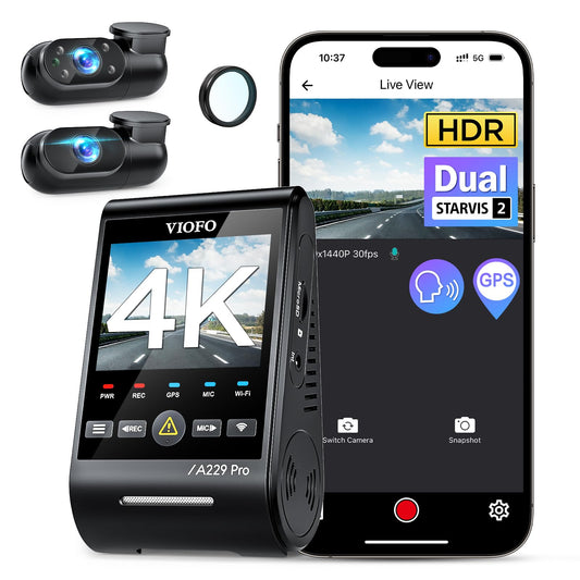 VIOFO A229 Pro 3 canales 4K HDR Dash Cam, Dual STARVIS 2 Sen