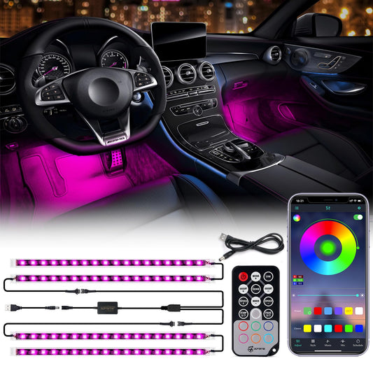 Xprite Tira de luz LED RGB para interior de auto control rem