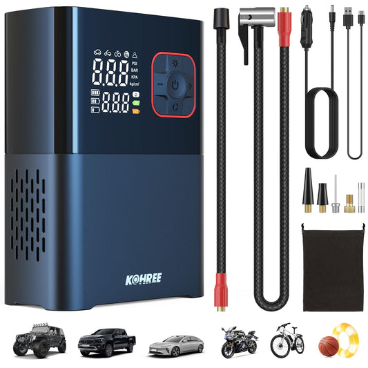Kohree Inflador de neumáticos, compresor de aire portátil, b