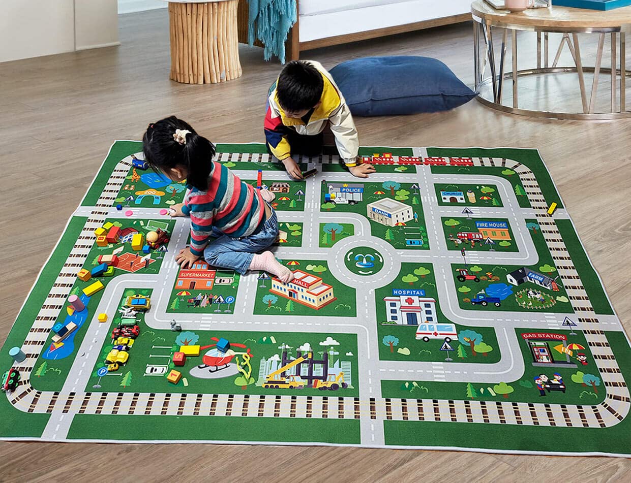 Alfombra de juego para sala de juegos para niños, camino de