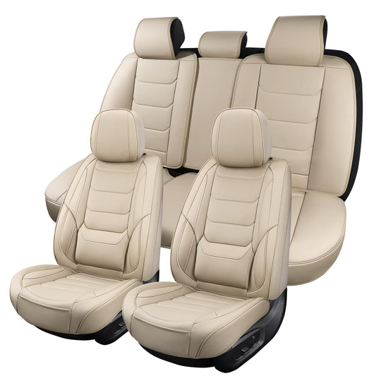 Juego completo de fundas de cuero para asiento de automóvil,