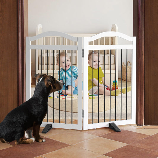 ZJSF Puerta plegable independiente para perros, puerta inter