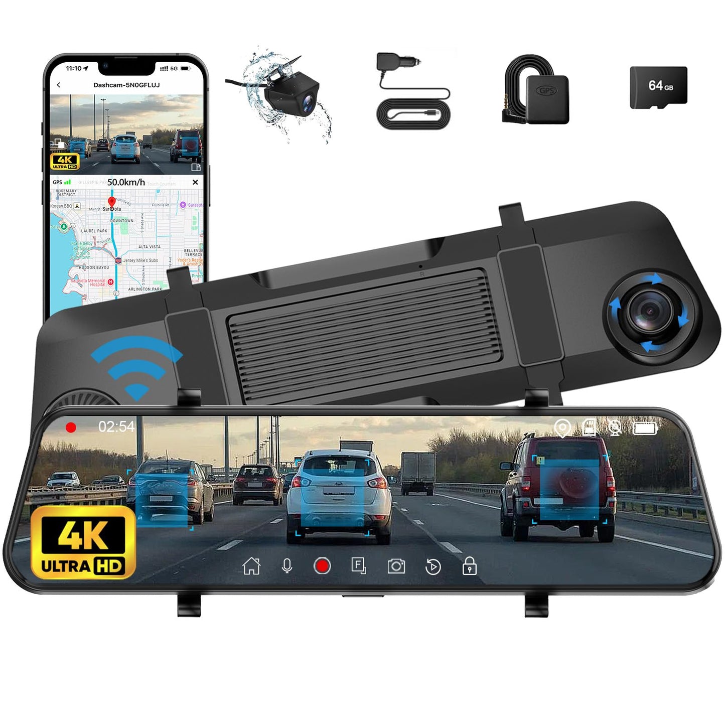 Cámara de tablero de espejo 4K con IMX415, cámara inteligent