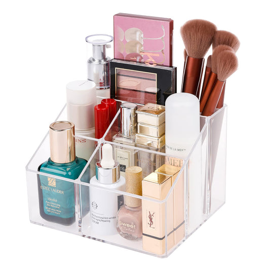 Yesesion Organizador de maquillaje transparente con 5 compar
