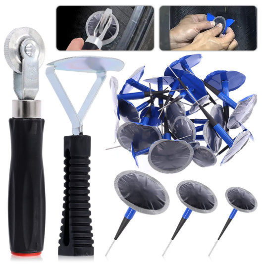 Glarks Kit de 26 herramientas de reparación de neumáticos qu