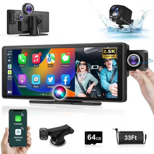 【Lente abatible】 Pantalla inalámbrica CarPlay de 10.26 pulga