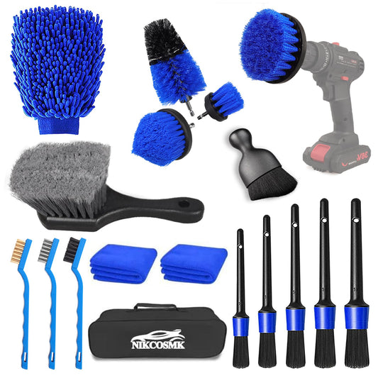 Kit de detallado de coche, 18 piezas de cepillo para detalle