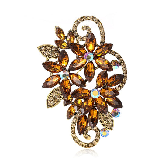 YOQUCOL Broche de cristal austriaco rojo vintage con forma d