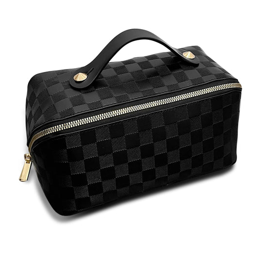 Bolsa de maquillaje a cuadros Bolsas de cosméticos de viaje