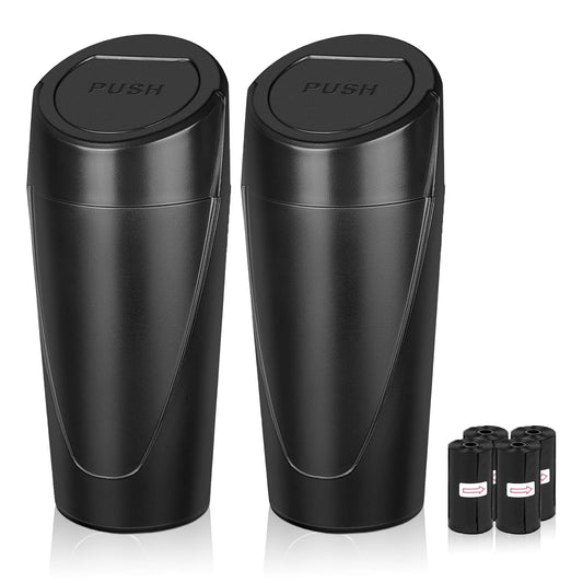 Cubo de basura para automóvil con tapa, paquete de 2 mini cu