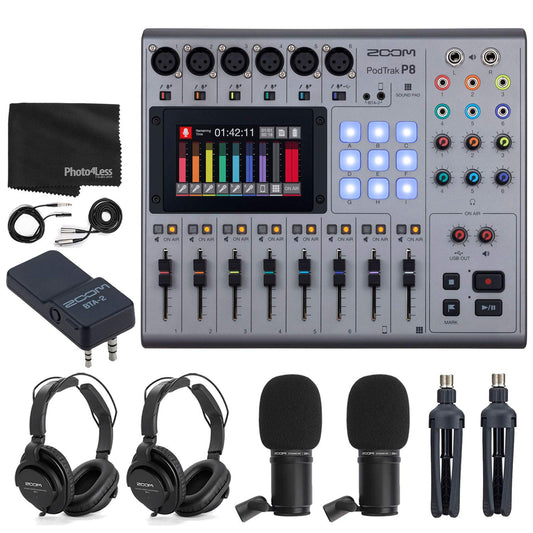 Zoom PodTrak P8 Grabadora de podcasts multipista + 2 micrófo