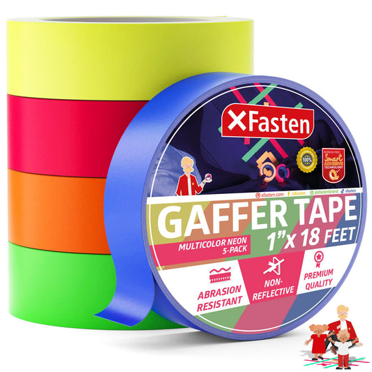 XFasten Cinta adhesiva multicolor de neón, cinta multiusos d