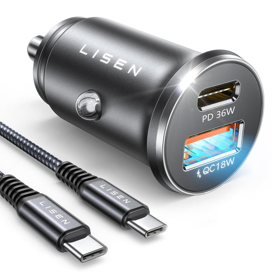 LISEN Cargador de coche para iPhone 16, cargador de coche US