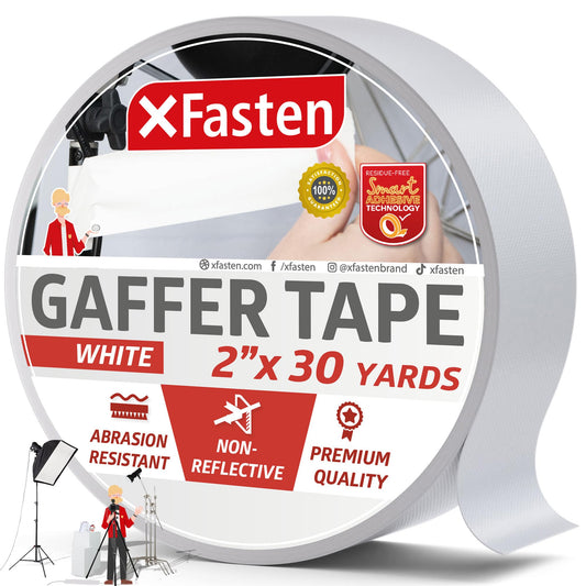 XFasten Cinta blanca Gaffers de 2 pulgadas x 30 yardas sin r