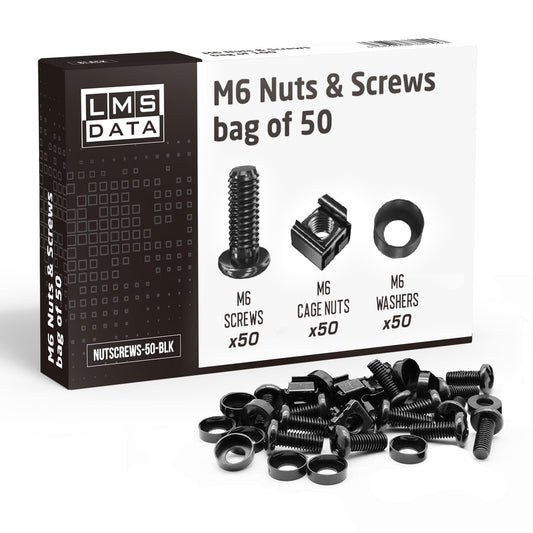 Paquete de 50 tuercas y tornillos enjaulados M6 negros para