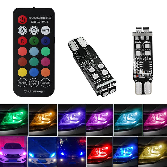 Bombilla LED T10 RGB de ancho de luz 194 168 w5w 2825 luz de